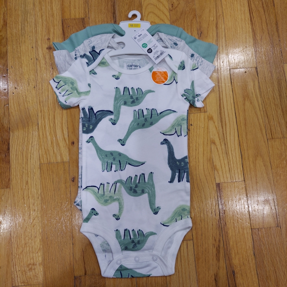 📢 NWT Carter's Dinosaur Onsie 3 Piece Set (Size: NB, 12M) - Picture 5 of 9